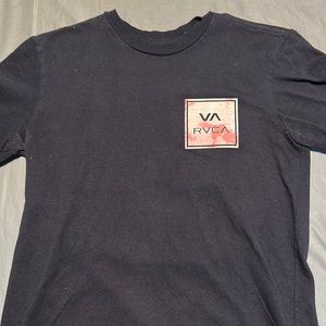 Dark Blue With Pink Logo RVCA T-Shirt